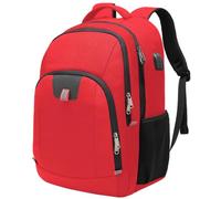 Zaino per computer portatile, extra large, con porta di ricarica USB e foro per cuffie, resistente all’acqua, zaino per lavoro per uomini e donne, adatto per laptop da 17 pollici, colore: rosso