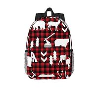 Zaino per computer portatile stampato con stampa chimica, zaino ergonomico da viaggio leggero e impermeabile da 15 pollici, Mucca Cervo Albero di Natale, One Size