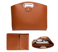 Zaino per computer portatile, stile moderno, set di custodie per computer portatile in pelle PU, set di borse impermeabili da donna, per il posto di lavoro informale, scuola, Marrone, Consulte la