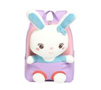 Zaino per coniglio - Borsa per la scuola per bambini rimovibile per ragazze, in peluche 3D, borsa a tracolla creativa durevole per bambini in età prescolare e asilo con design moderno per 2-6 anni