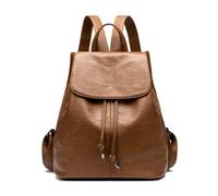 Zaino per Donna in PU Pelle, Borsa con Chiusura Cordoncino Antifurto Casual Zainetto Morbido, Backpack Impermeabile Vintage Multipocket Grande Capacità e Moda per Lavoro Scuola Viaggio