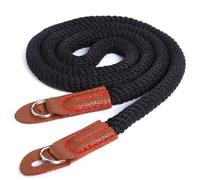 Zaino per fotocamera mirrorless in cotone semplice e artistico con cinturino a foro rotondo nero