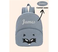 Zaino per il mio primo giorno di scuola per bambini da 3 a 6 anni - zaino a tema animali carino personalizzato con nome, essenziale approvato dalla mamma per la scuola materna Tessuto