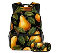 Zaino per il Ringraziamento a forma di pera, con astuccio, set per la scuola, per ragazzi e ragazze, Multicolore#06, B:29.4x20x40cm P:19x7.5x3.8cm, Zaini Daypack