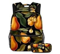 Zaino per il Ringraziamento a forma di pera, con astuccio, set per la scuola, per ragazzi e ragazze, Multicolore#02, B:29.4x20x40cm P:19x7.5x3.8cm, Zaini Daypack
