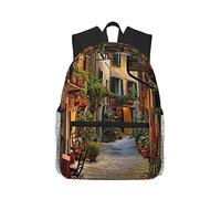 Zaino per il tempo libero con stampa di vecchia strada italiano, un must per i viaggi avventurosi, Italian Old Street3, One Size, Zaino da viaggio