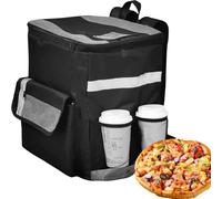 Zaino per la consegna del cibo, con isolamento termico, con pellicola in alluminio e cerniera, porta tazze, per trasportare generi alimentari o da asporto e ristoranti (35 x 20 x 40 cm), Borsa a rete,