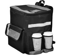 Zaino per la consegna del cibo, zaino per la consegna di cibo per bi-ciclo, borsa termica per pizza calda, borsa impermeabile con 4 tasche per tazze, per campeggio, spiaggia, picnic, casa, Nero , Mesh
