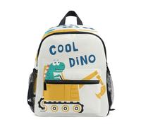 Zaino per la giornata dei bambini ragazzi ragazze zaino esterno con fascia toracica cartone animato dinosauro guida escavatore giallo, cartone animato dinosauro escavatore giallo, piccolo, Cartone