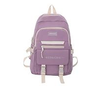 Zaino per la scuola che inizia la stagione, alla moda, da donna, ragazza, studenti, con cerniera, in nylon, zaino ad alta capacità, Lilla, Einheitsgröße, Zaino daypack