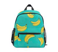 Zaino per la scuola con banane gialle brillanti per bambini, ragazze, ragazzi, bambini, con targhetta per il nome, piccolo zaino prescolare per ragazze, Giallo Banane Bright Teal, 6-8 Years, Zaini