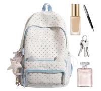 Zaino per la scuola con ciondolo a forma di stella e grande casual, Blu | Zaino per laptop per ragazze e studenti universitari per viaggi, escursioni, sport e