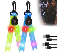 Zaino per la scuola con luce lampeggiante a LED, 2 pezzi, catarifrangenti, per bambini, con luce colorata, ricaricabile tramite USB, luce di sicurezza, riflettore, per jogging, escursionismo, corsa