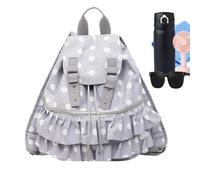 Zaino per la scuola con pois e patta, grande, grigio., Vedere | Zaino da donna, borsa portatile per libri, per bambini, studenti, università, scuola elementare, lavoro, viaggi