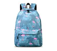 YANAIER Zaino scolastico resistente all'acqua per ragazze e adolescenti con stampa carina borsa per laptop zaino da viaggio casual da donna, Fenicottero blu-1, L, Casual
