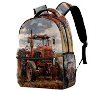 Zaino per la scuola, da viaggio, casual, per donne, adolescenti, ragazze, ragazzi, trattore vintage in fattoria
