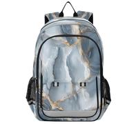 Zaino per la scuola elementare blu scuro bianco marmo con accenni di oro motivo per bambini borse per libri per ragazzi asilo robusto impermeabile leggero durevole età 6-12 anni, Multicolore, Taglia