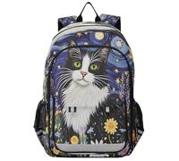 Zaino per la scuola elementare e media, bellissimo gatto, fiore, cielo, per bambini, per ragazzi, asilo, robusto, impermeabile, leggero, durevole, età 6-12 anni