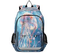 Zaino per la scuola elementare e media, con meduse e fiori, per bambini, per ragazzi, asilo, robusto, impermeabile, leggero, durevole, età 6-12 anni, Multicolore, Taglia unica