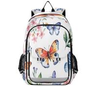 Zaino per la scuola elementare e media, motivo con farfalle e fiori, per bambini, per ragazzi, asilo, robusto, impermeabile, leggero, durevole, età 6-12 anni, Multicolore, Taglia unica