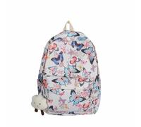Zaino per la scuola, graziosa farfalla, borsa per libri, borsa per la scuola con accessori carini, zaino estetico per adolescenti, ragazze e donne, piccoli zaini da donna con ciondolo, Colore: rosa