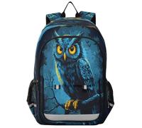 Zaino per la scuola media elementare con gufo dall'aspetto feroce, borse per libri per ragazzi asilo robusto impermeabile leggero durevole età 6-12 anni, Multicolore, Taglia unica