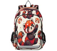 Zaino per la scuola media elementare senza cuciture con motivo panda rosso per bambini borse per libri per ragazzi asilo robusto impermeabile leggero durevole età 6-12 anni