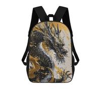 Zaino per la scuola per bambini, Majesty of The Forest, alla moda, per adolescenti, casual, per ragazzi e ragazze, zaino per la scuola per adolescenti, zaino stampato 3D, Inchiostro cinese Dragon Gold