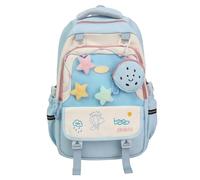 Zaino per la scuola per bambini per ragazze e ragazzi, per viaggi, scuola, simpatico design con nuvole arcobaleno in stile coreano, durevole, comodo per l'uso quotidiano, Blu, Einheitsgröße, Zaino