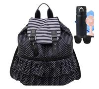 Zaino per la scuola per ragazze a pois leggero multi-scomparto, Nero | Zaino per la scuola casual per bambini, per donne, adolescenti, università, campeggio, attività all'aperto