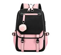 Zaino per la scuola per ragazze, grazioso zaino Kawaii con ciondolo a pompon rosa, leggero e resistente all'acqua, per adolescenti, scuola elementare, secondaria, viaggi, ritorno a scuola, rosa