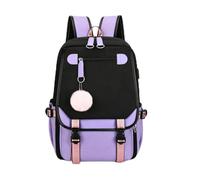 Zaino per la scuola per ragazze, grazioso zaino Kawaii con ciondolo a pompon rosa, leggero e resistente all'acqua, per adolescenti, scuola elementare, secondaria, viaggi, ritorno a scuola, Verde