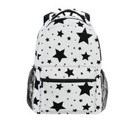 Zaino per la scuola per ragazzi e ragazze, con stella nera su sfondo bianco, zaino per la scuola elementare, zaino per bambini di medie dimensioni, zaino per scuola superiore, zaino per ragazzi, zaino