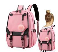 Zaino per la scuola, zaino scolastico per le ragazze - Borsa a spalla multi-compartimento Pacchetto di lavoro,Signore daypack bei studenti borse per libri per acquisti di viaggio in v, Rosa, Se