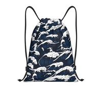 Zaino per laptop con coulisse Borsa da palestra per uomo con onde del mare giapponese Borsa da viaggio da donna piccola da 14 pollici Borsa a tracolla casual Borsa da yoga Borsa sportiva Zaino da este