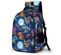 Zaino per laptop con grafica psichedelica a tema luna e funghi, robusto zai