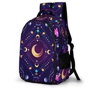 Zaino per laptop da lavoro Simboli sacri Sole Luna Arte viola psichedelica,