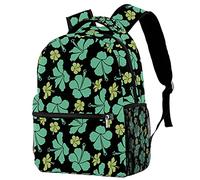 Zaino per laptop da lavoro Zaino per sport all'aria aperta Borsa a tracolla da scuola Lucky Four Leaf per uomo donna, zaino da viaggio unico resistente agli strappi adatto a laptop fino a 15 po