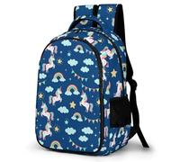 Zaino per laptop resistente all'acqua con unicorni, arcobaleni e stelle, an