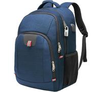 Zaino per laptop, zaino per computer con zaino da lavoro grande resistente all'acqua USB per uomini e donne, adatto per notebook da 17 pollici, blu