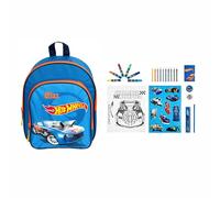 Zaino per l'asilo Hot Wheels per ragazzi - Personalizzato con nome, zaino per bambini con torre e pittore, 35 pezzi, Set 1 - Hot Wheels, M, riproduci" o "tema"