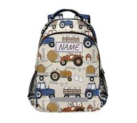 Zaino per libri scolastici con trattori personalizzati per ragazzi e ragazze per bambini personalizzato colorato zaino da viaggio campeggio palestra escursionismo, Multi