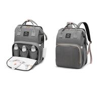 Zaino per pannolini con culla e fasciatoio - Borsa multifunzionale per pannolini con borsa termica, zanzariera e porta USB - Borsa grande per neonati per viaggi, ospedale e attività all'aperto