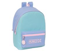 safta MUNICH MELLOW - Zaino per laptop da 15,6" e USB, ideale per giovani di diverse età, tessuto riciclato, comodo e versatile, qualità e resistenza, 31 x 18 x 44 cm, Blu/Celeste/Rosa Chiaro, M