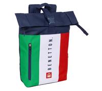 BENETTON FLAG - Zaino con patta per laptop da 15,6", ideale per diverse età, comodo e versatile, qualità e resistenza, 28 x 13 x 42 cm, Blu navy, M, Casual