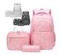 Zaino Per Ragazze, Cartella, Uso Comodo, Nero/rosa/grigio, Set Di Zaini Per La Scuola Primaria, Set Di Zaini Con Stampa Floreale, Applicazione Versatile, Ideale Per Gli Spostamenti Quotidiani, Le Atti