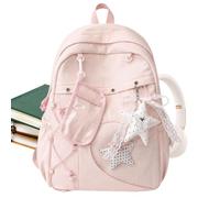 Zaino per ragazze con ciondolo a forma di stella, trasparente | Zaino leggero per scuola, per adolescenti, donne, ufficio, scuola, università, palestra, viaggi, attività all'aperto