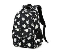 Zaino per ragazze con stampa di margherite o fiori, zaino casual per scuola elementare secondaria, C01-nero, C01, Floral Kids" o "Young Girls Style"