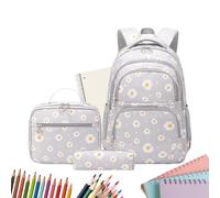 Zaino per ragazze della scuola - Zaino per libri da 43 cm con motivo floreale, borsa per le scuole medie | Zaino floreale Borsa per il pranzo Astuccio per studenti ragazzi ragazze giovani | Zaino da