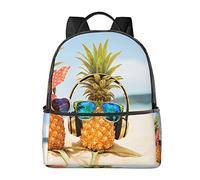 Zaino per ragazze e ragazzi, con paesaggio con tramonto sul fiume, per scuola elementare, per scuola materna, zaino per la scuola, Spiaggia Due Ananas Mare, One Size